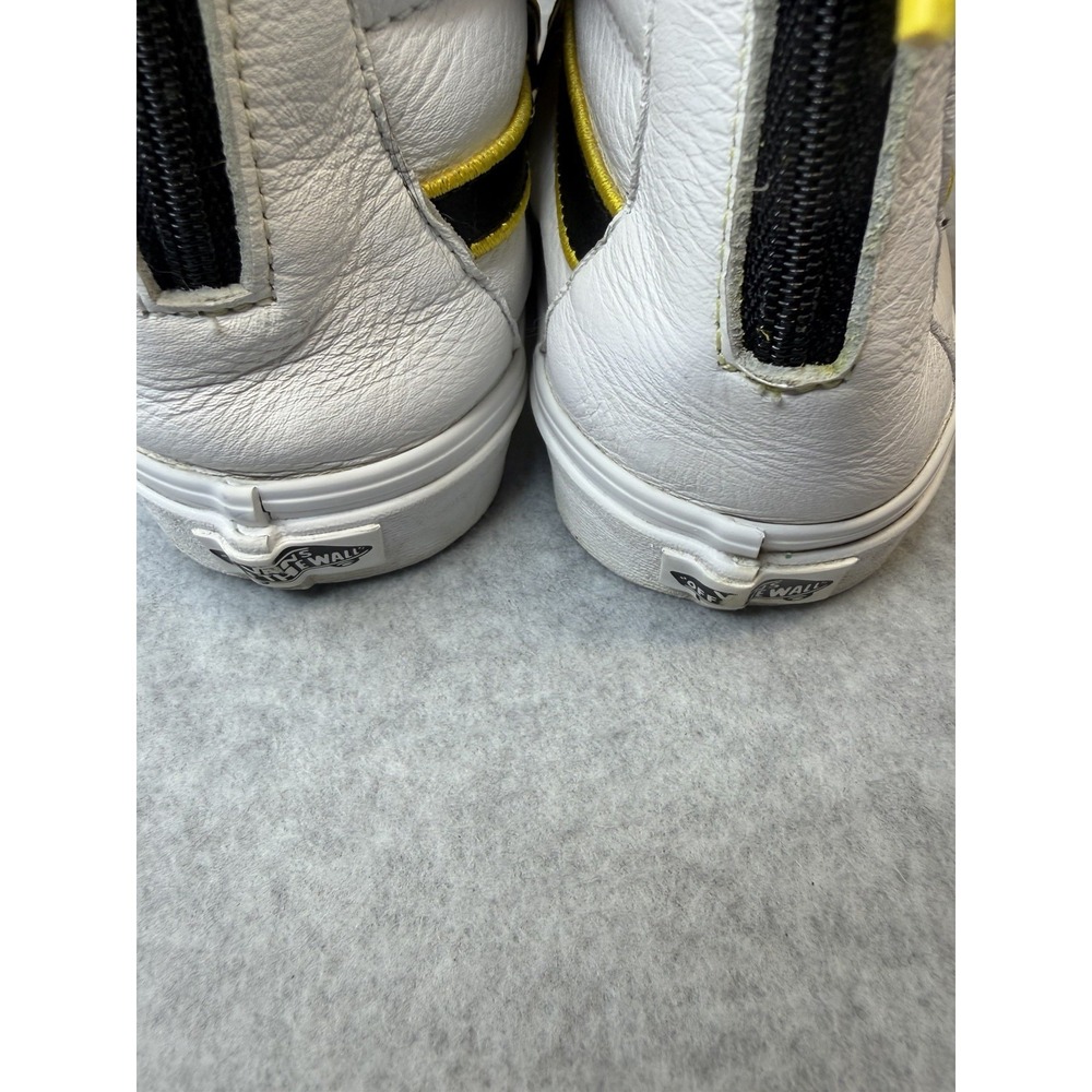 Vans Sk8-Hi Family Reissue Zip Premium - White Leather/Yellow/Black Mens 12 - Picture 4 of 10